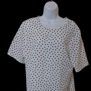 White and Black Polka Dot Blouse Fits Medium